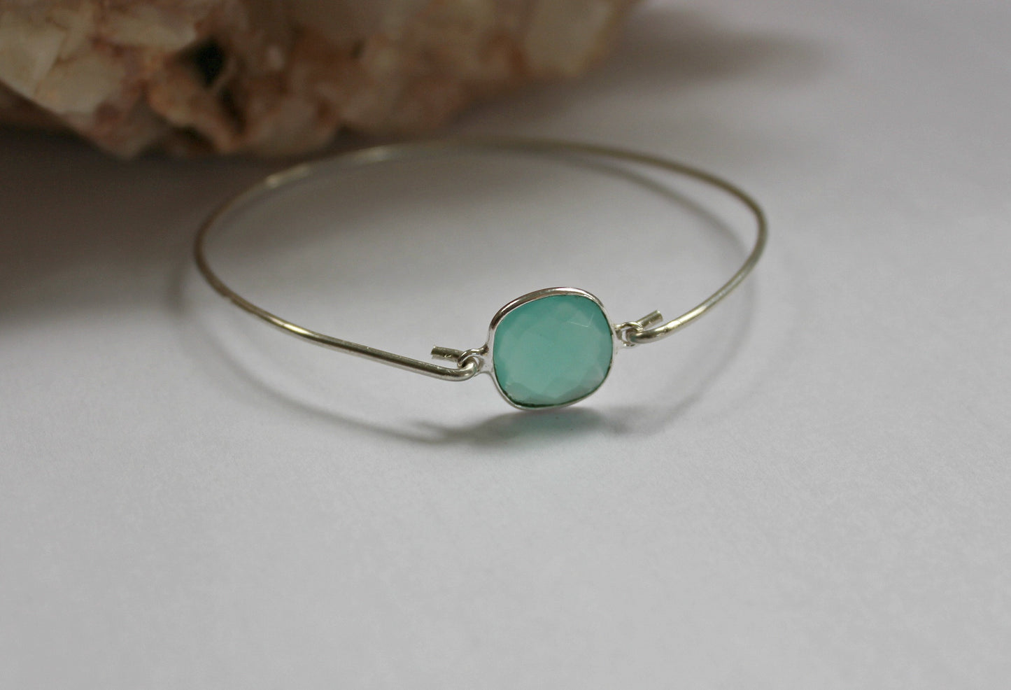 Sterling silver Aqua Chalcedony bracelet - March birthstone