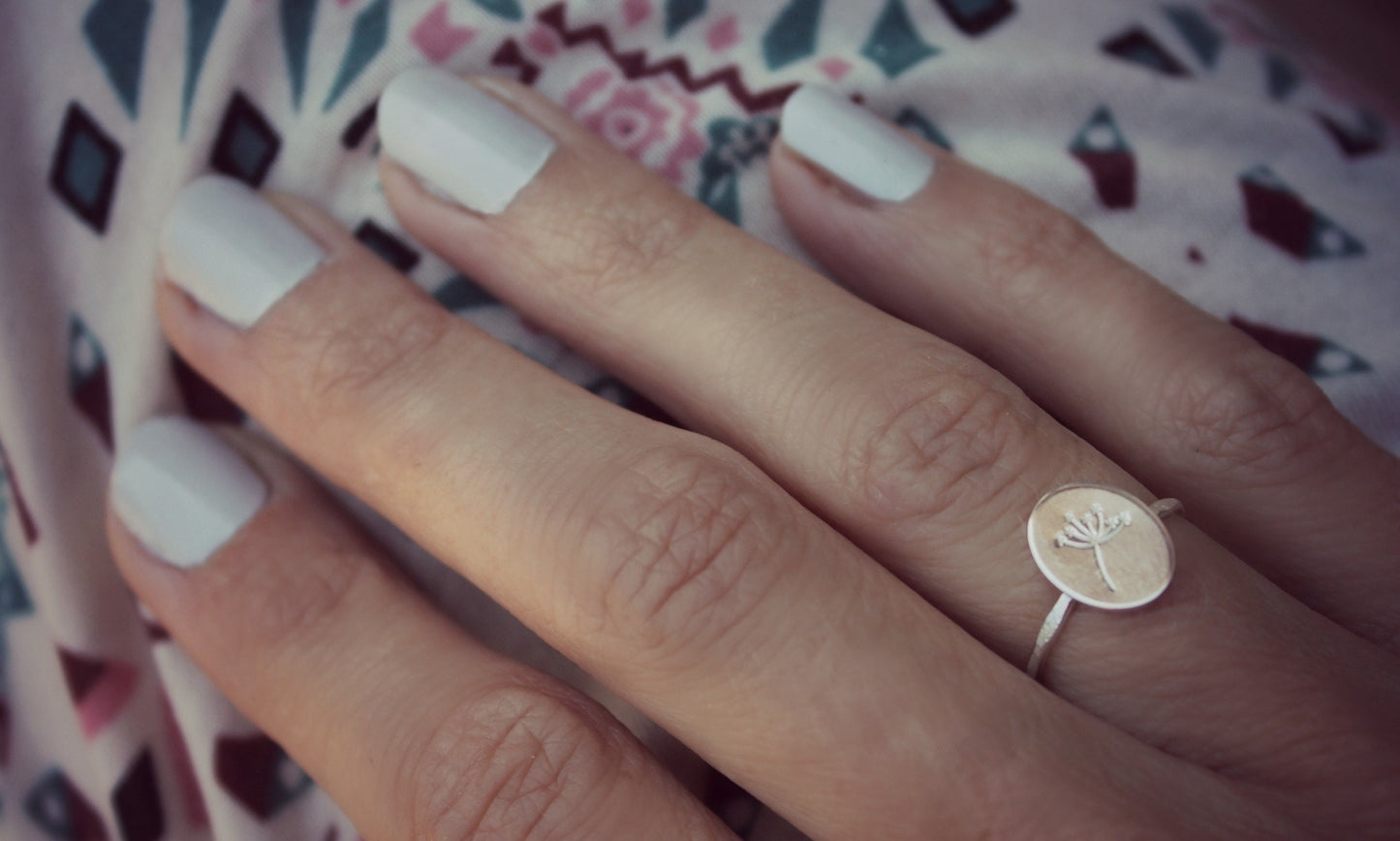Sterling silver Dandelion Flower Ring