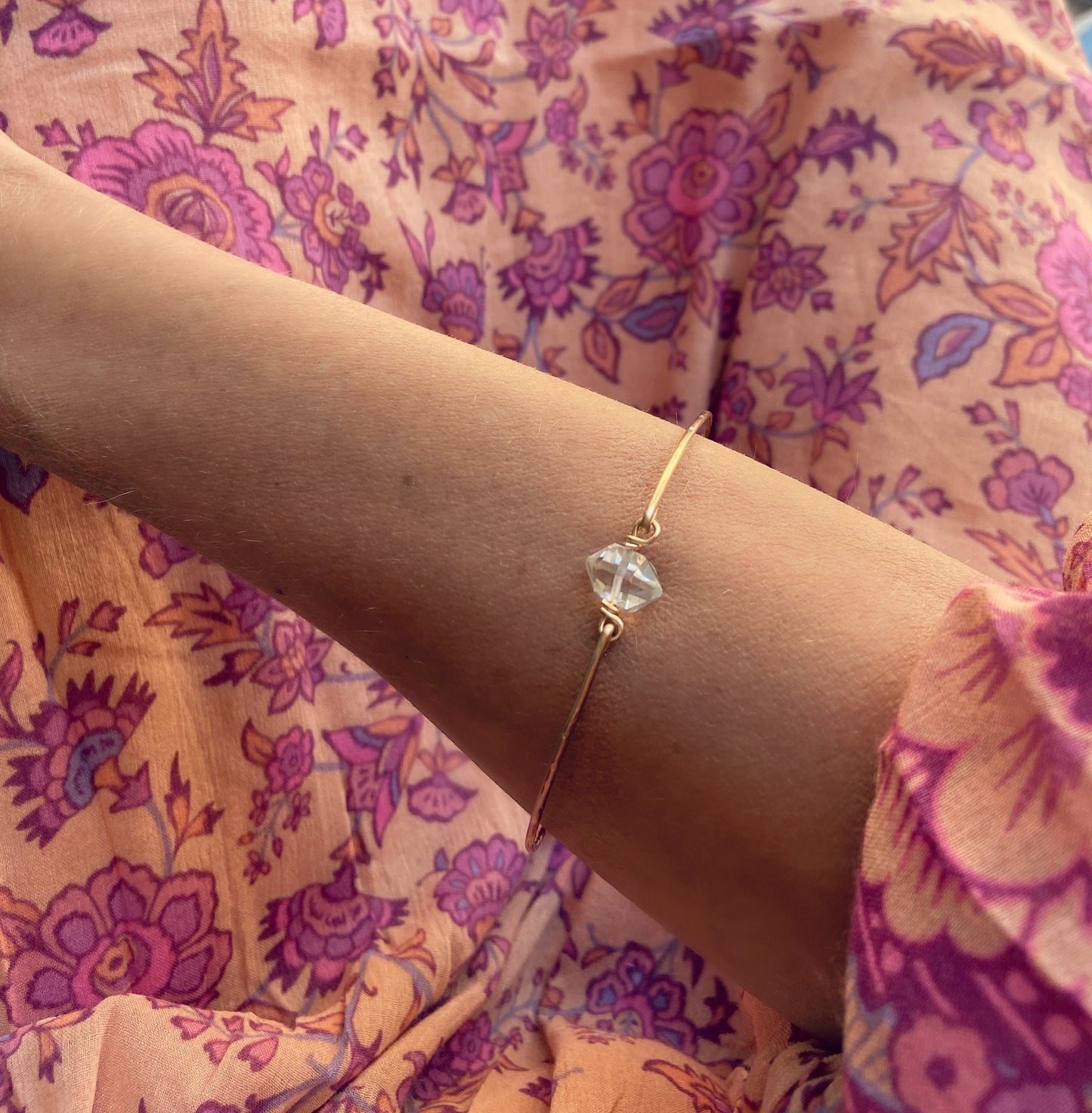14k Gold filled quartz crystal bracelet