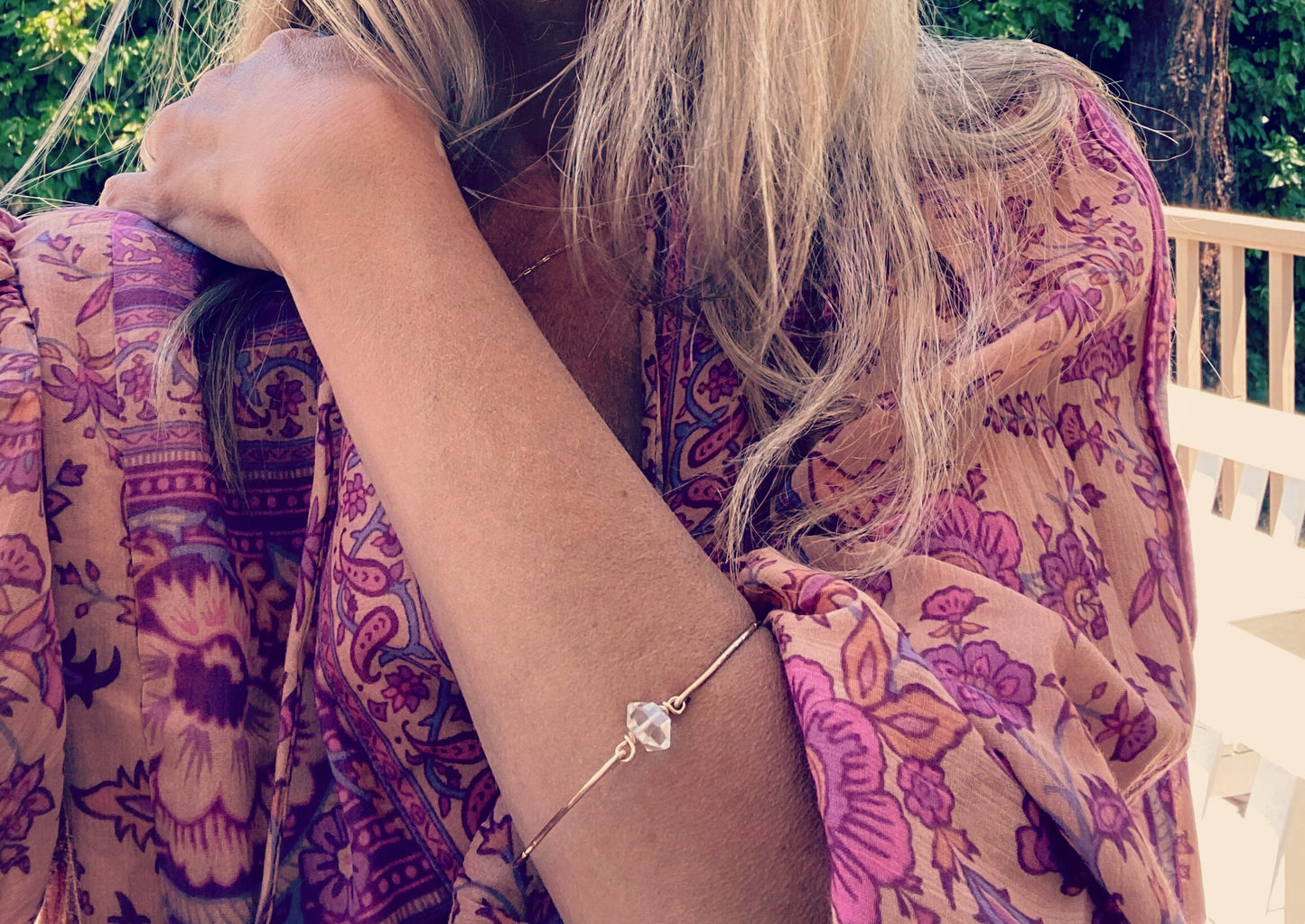 14k Gold filled quartz crystal bracelet