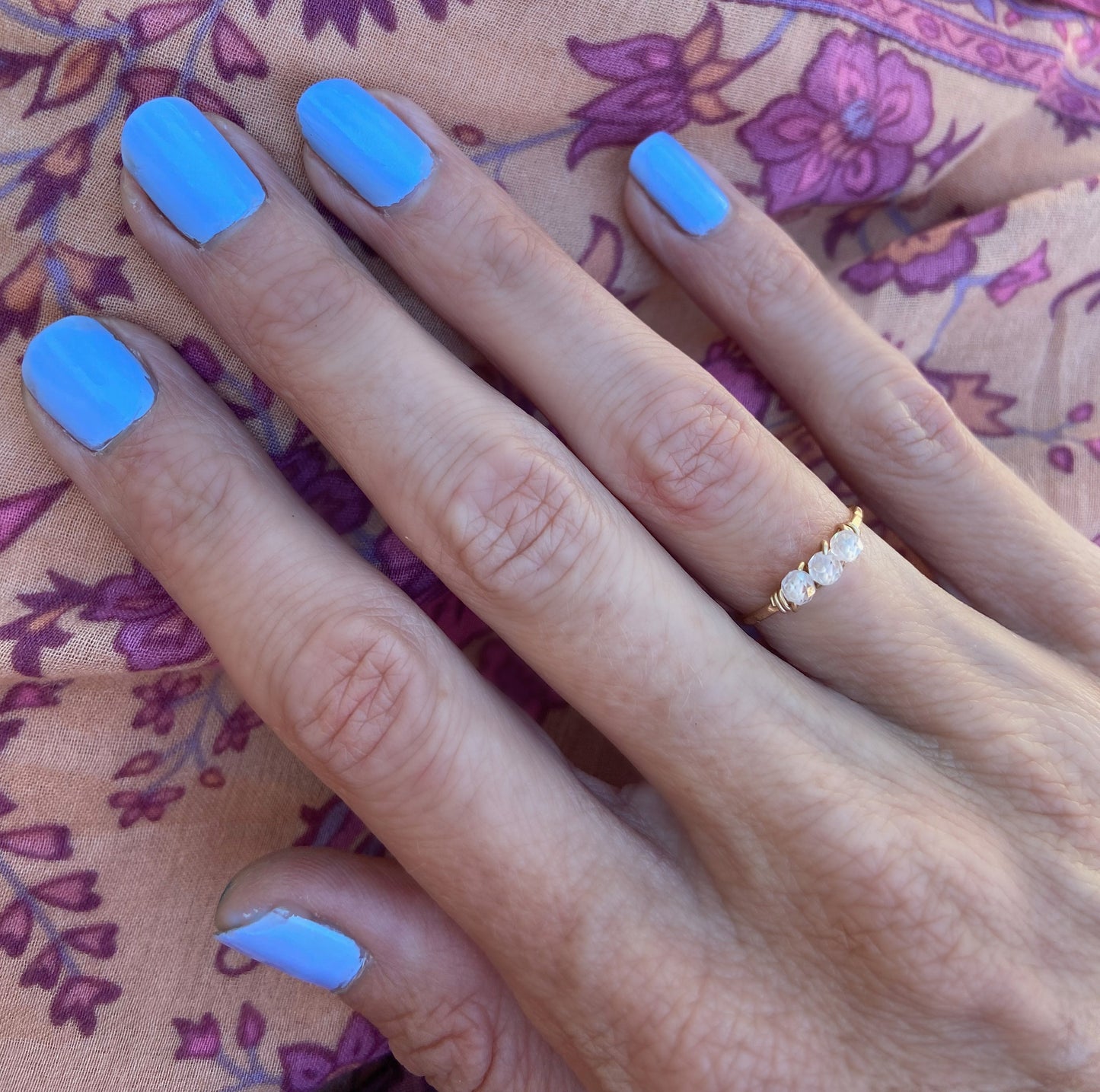 April Birthstone stacking ring -cz skinny gold filled ring