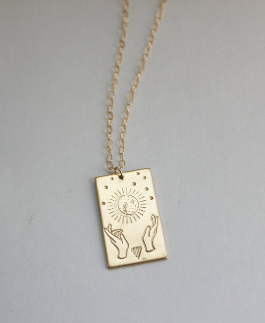 Gold celestial necklace