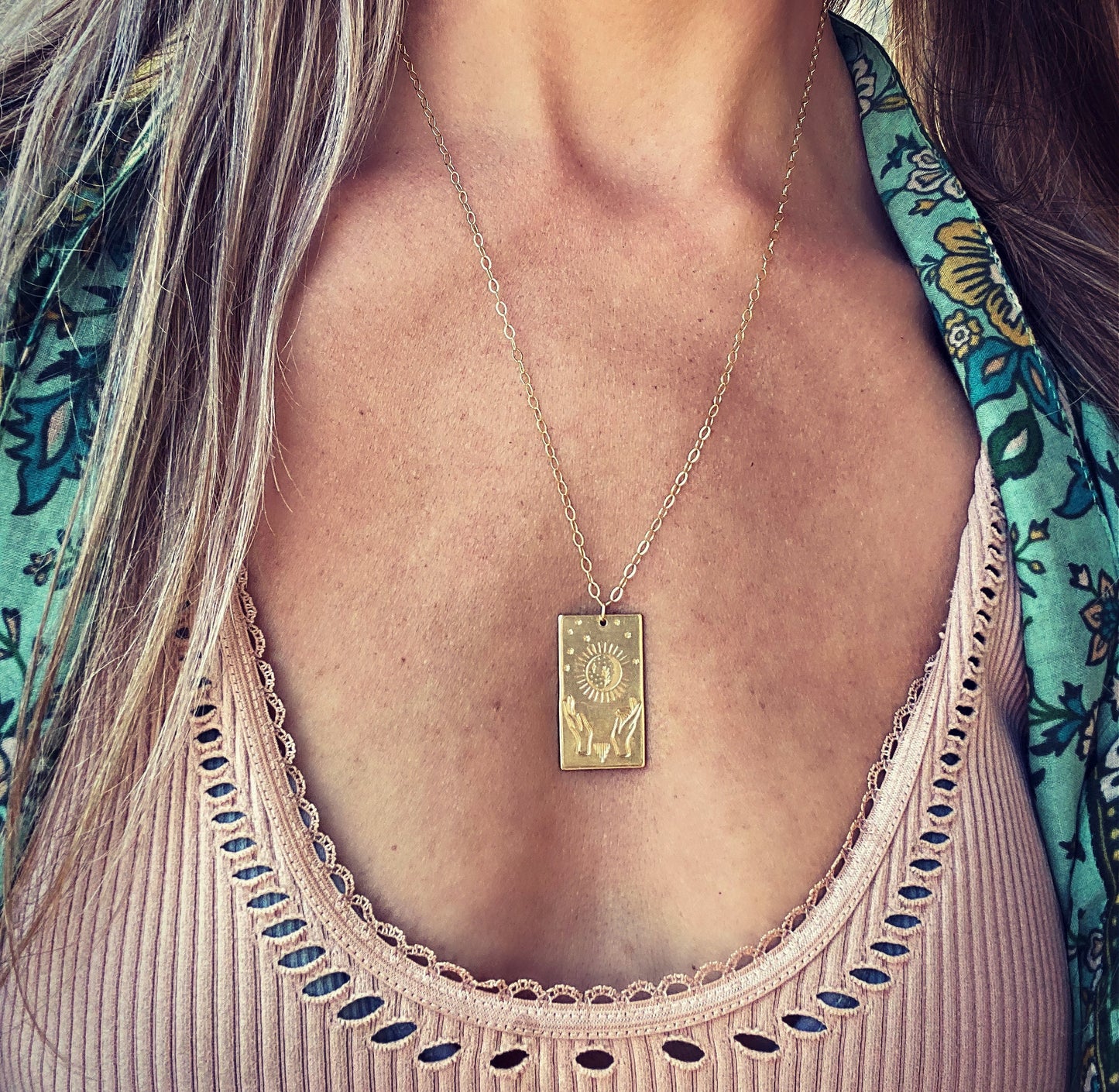 Gold celestial necklace