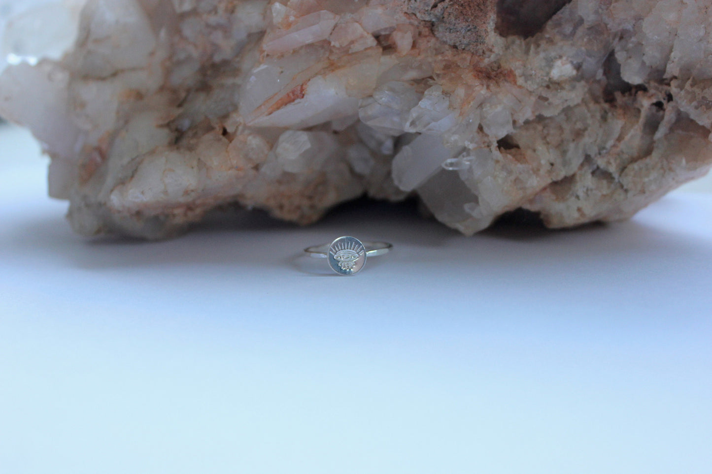 Sterling silver Evil eye ring - Good Luck Protective Amulet Talisman - also available in gold filled