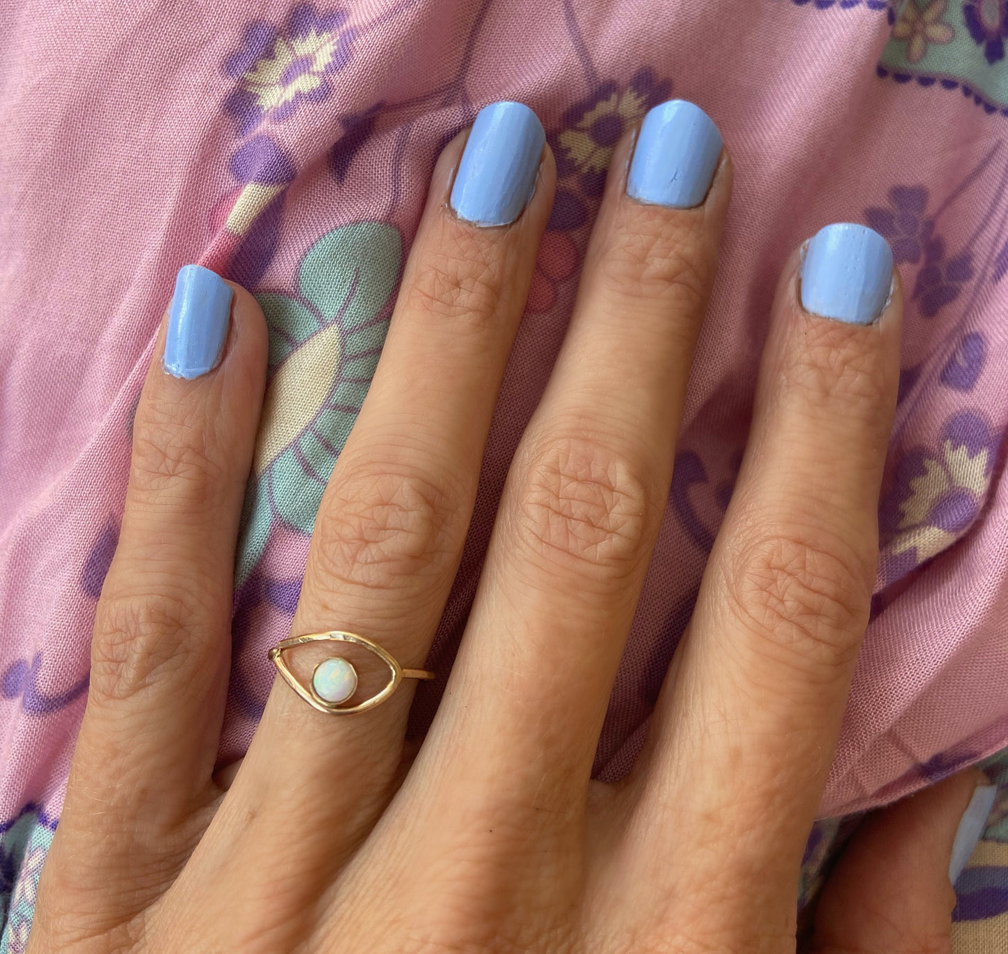 Gold filled and opal Evil eye ring