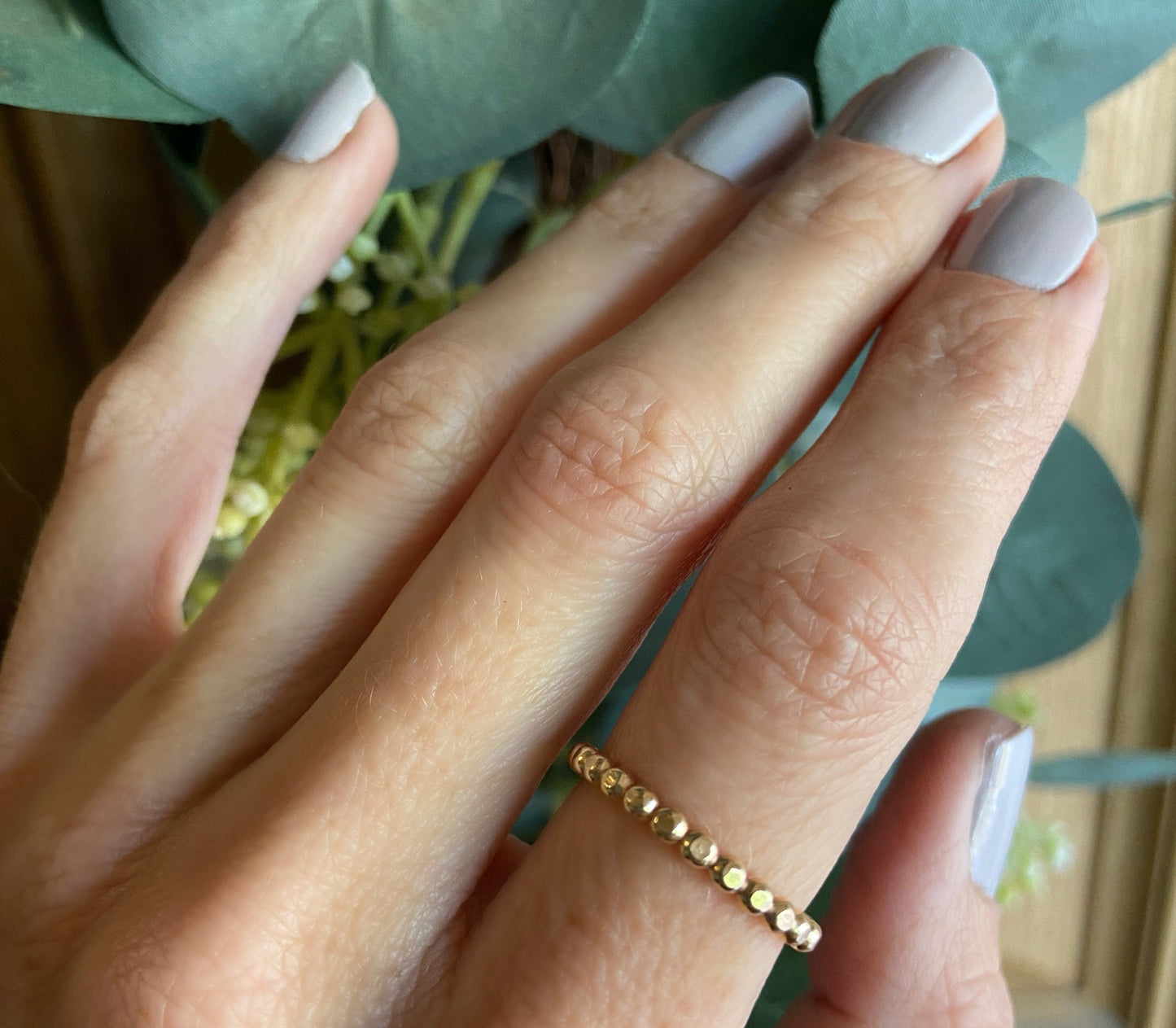 Gold filled beaded stacking ring