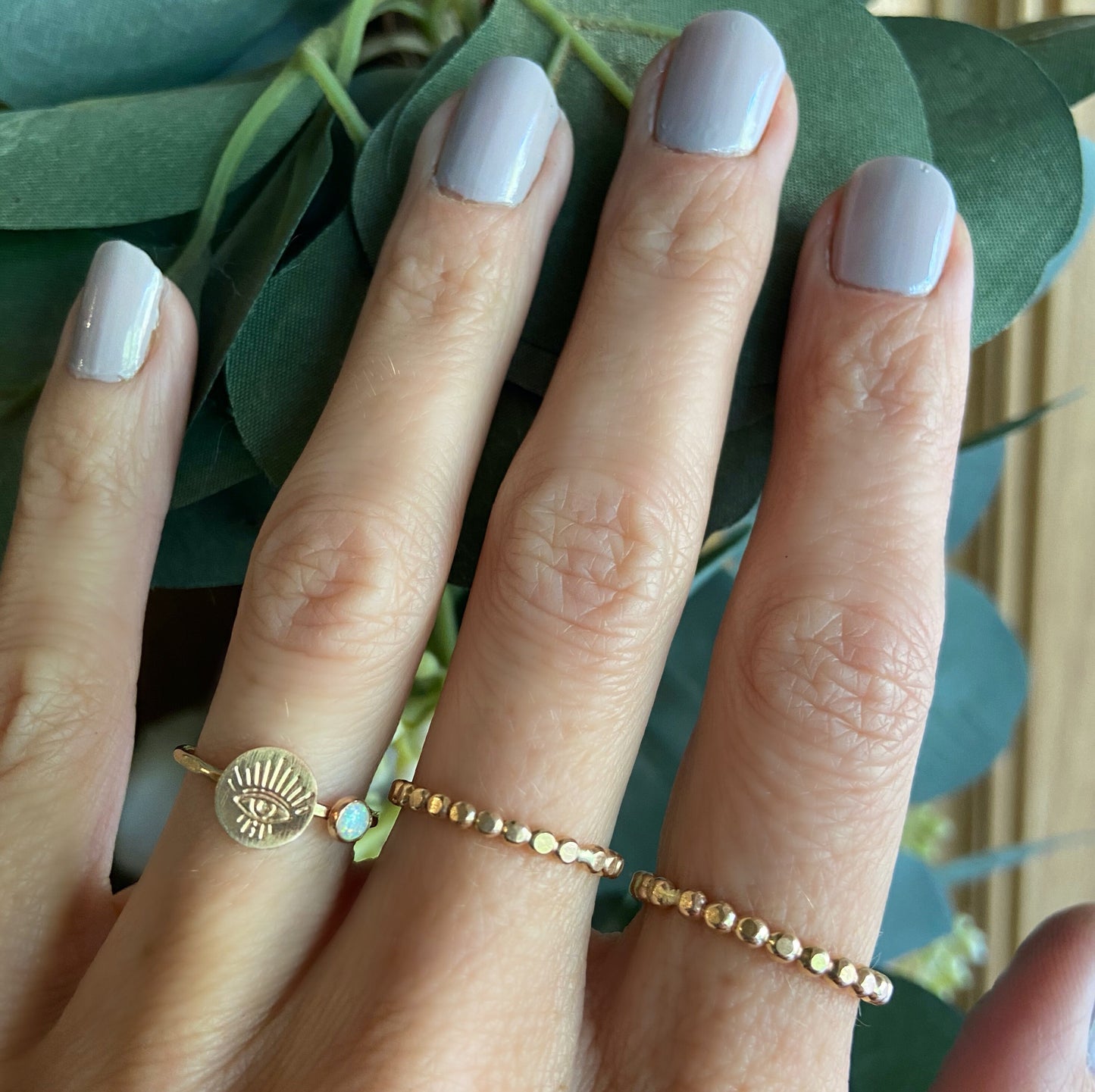 Gold filled beaded stacking ring