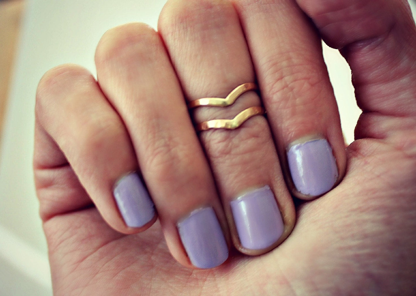 Gold filled chevron midi  ring set