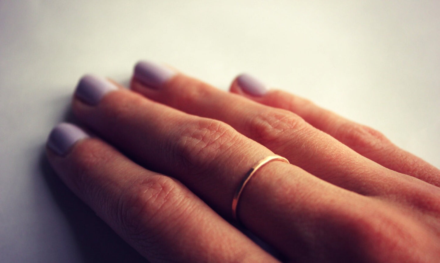 Rose Gold stacking ring, 14k rose gold fill stacking ring, rustic hammered band