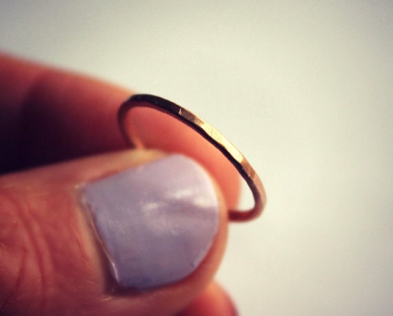 Rose Gold stacking ring, 14k rose gold fill stacking ring, rustic hammered band