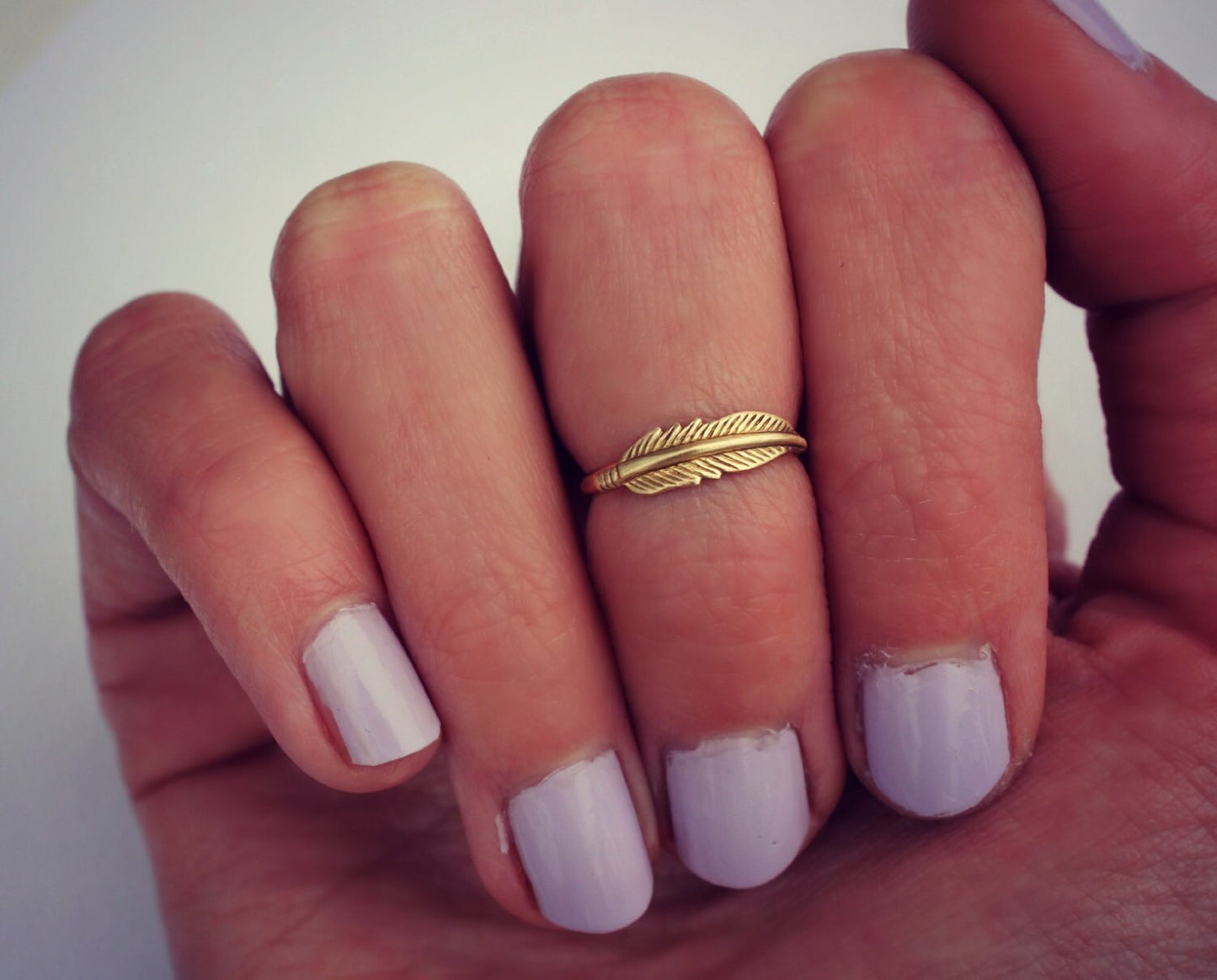 Gold Feather midi ring
