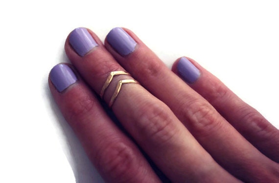 Gold filled chevron midi  ring set
