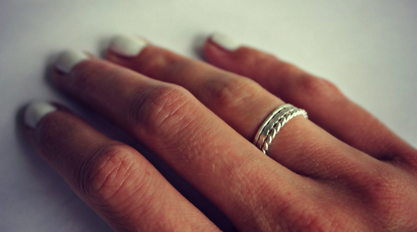 Stacking rings made from Sterling Silver, knuckle rings - set of two silver rings