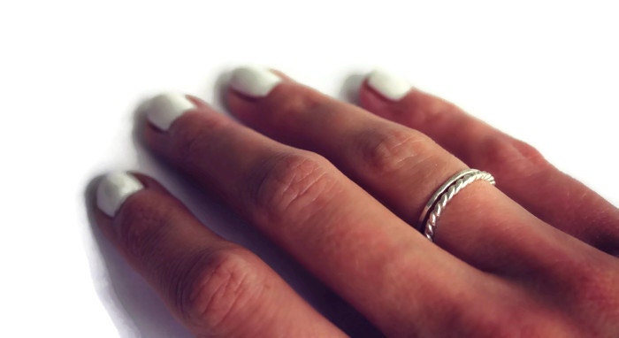 Stacking rings made from Sterling Silver, knuckle rings - set of two silver rings