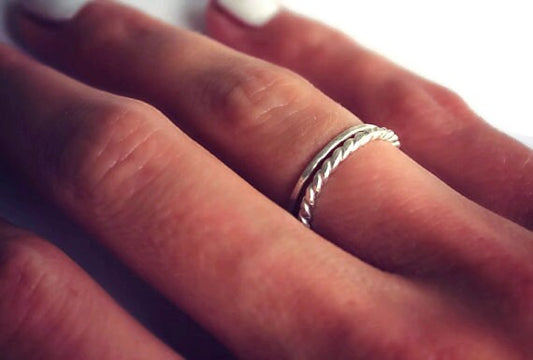 Stacking rings made from Sterling Silver, knuckle rings - set of two silver rings