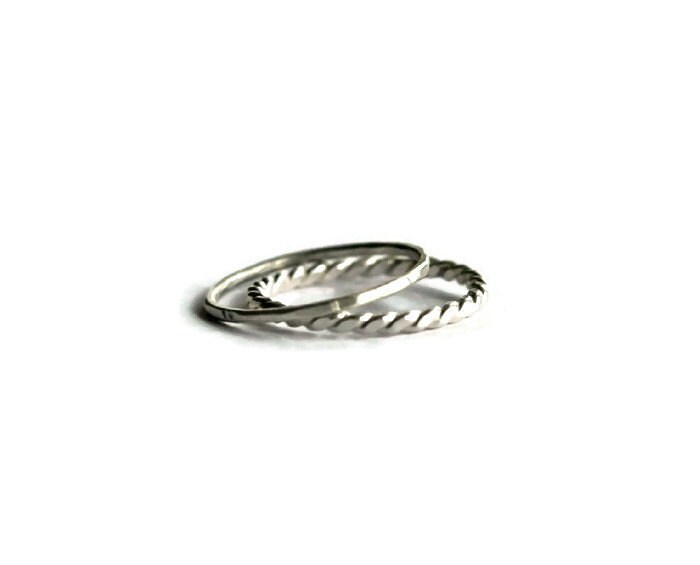 Stacking rings made from Sterling Silver, knuckle rings - set of two silver rings