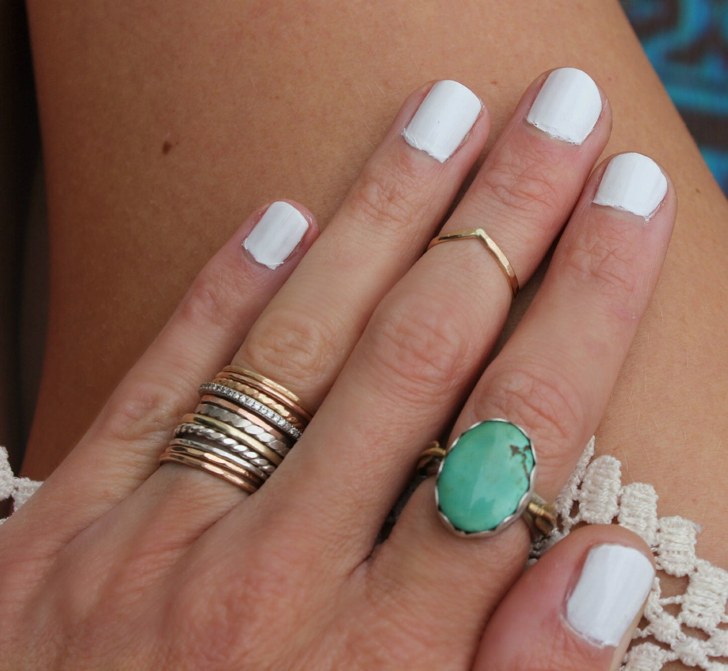 Gold filled chevron midi ring