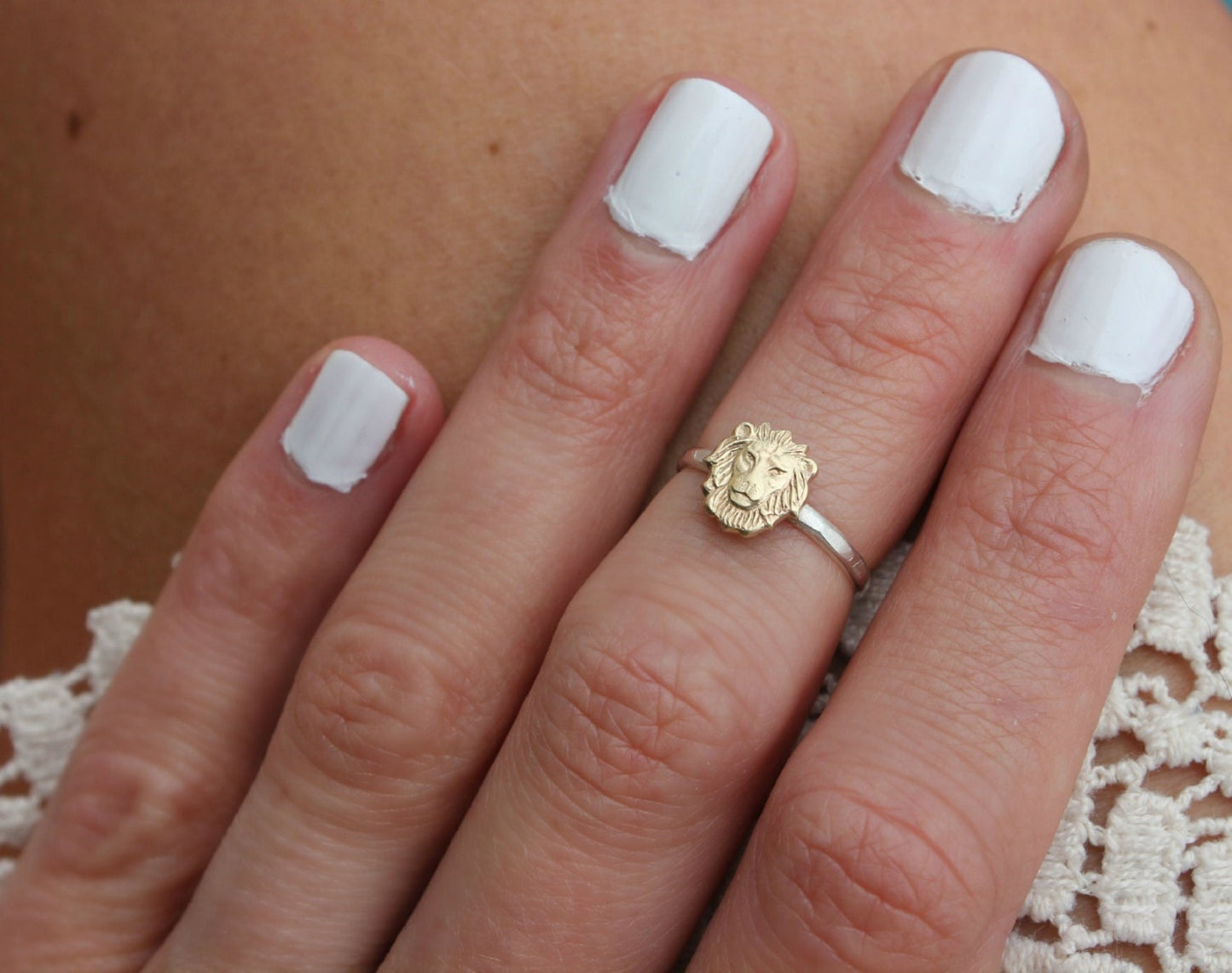 Sterling silver knuckle ring, lion stacking ring - midi ring, hammered, textured knuckle ring, silver ring