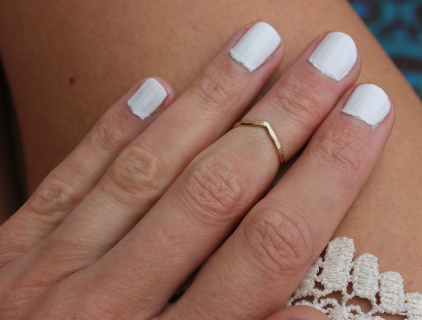 Gold filled chevron midi ring