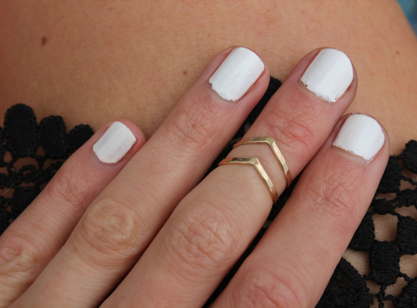 Gold filled chevron midi  ring set