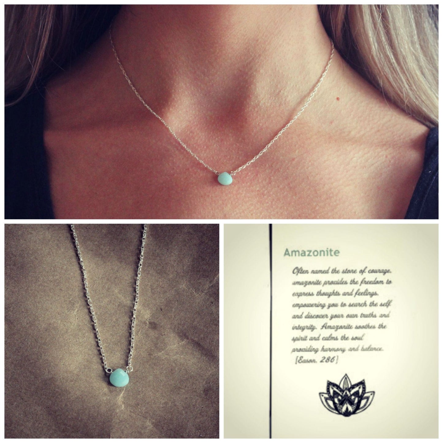 Sterling silver gemstone necklace, Amazonite necklace, silver necklace, meaningful jewelry, best friend gift, gift for her