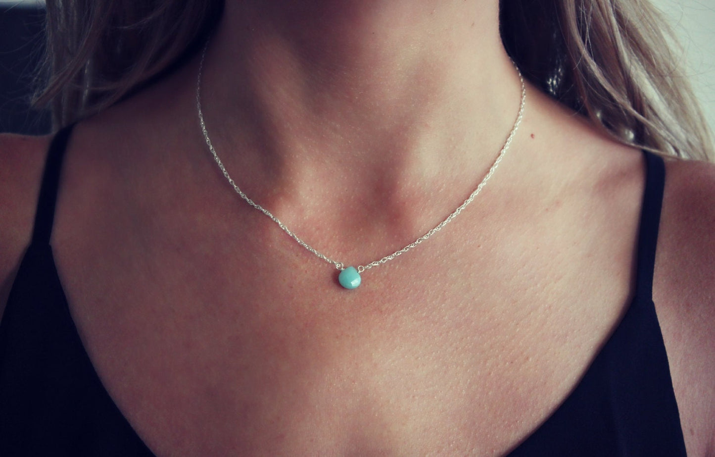Sterling silver gemstone necklace, Amazonite necklace, silver necklace, meaningful jewelry, best friend gift, gift for her