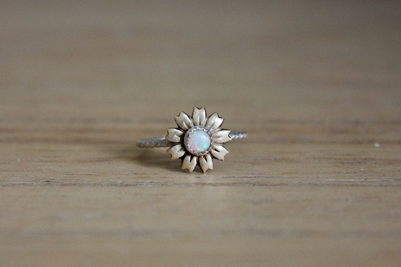 Opal Sunflower ring